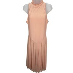 SKIMS Peach Blush Sheer Maxi Dress Sleeveless High Neck Bodysuit Size XL